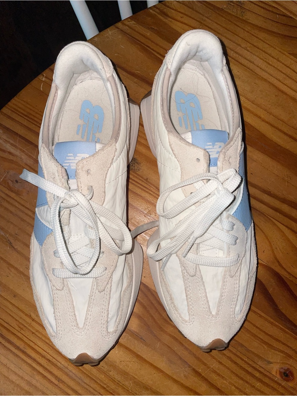 New Balance 327 Timberwolf Sneakers In Sea Salt/light Chrome Blue Womens Sz 9 - Picture 5 of 8